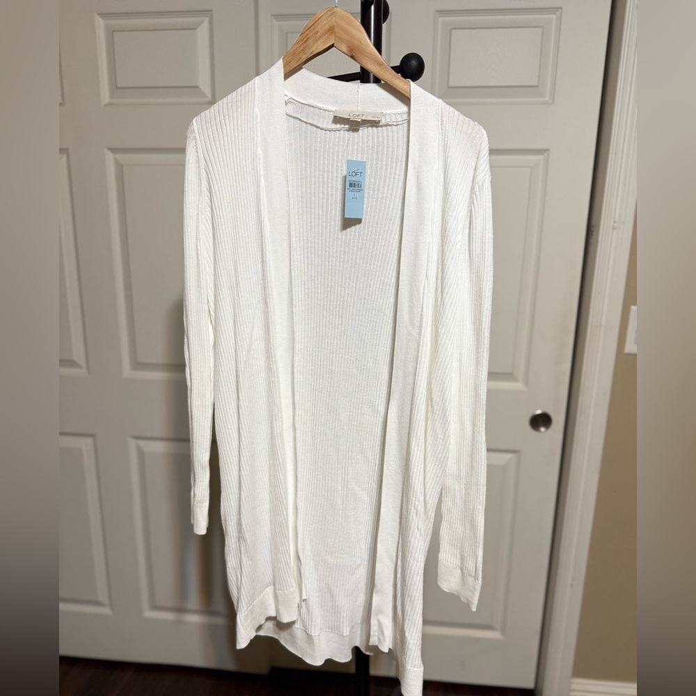 Brand new LOFT Women's Cream Open-Front Cardigan